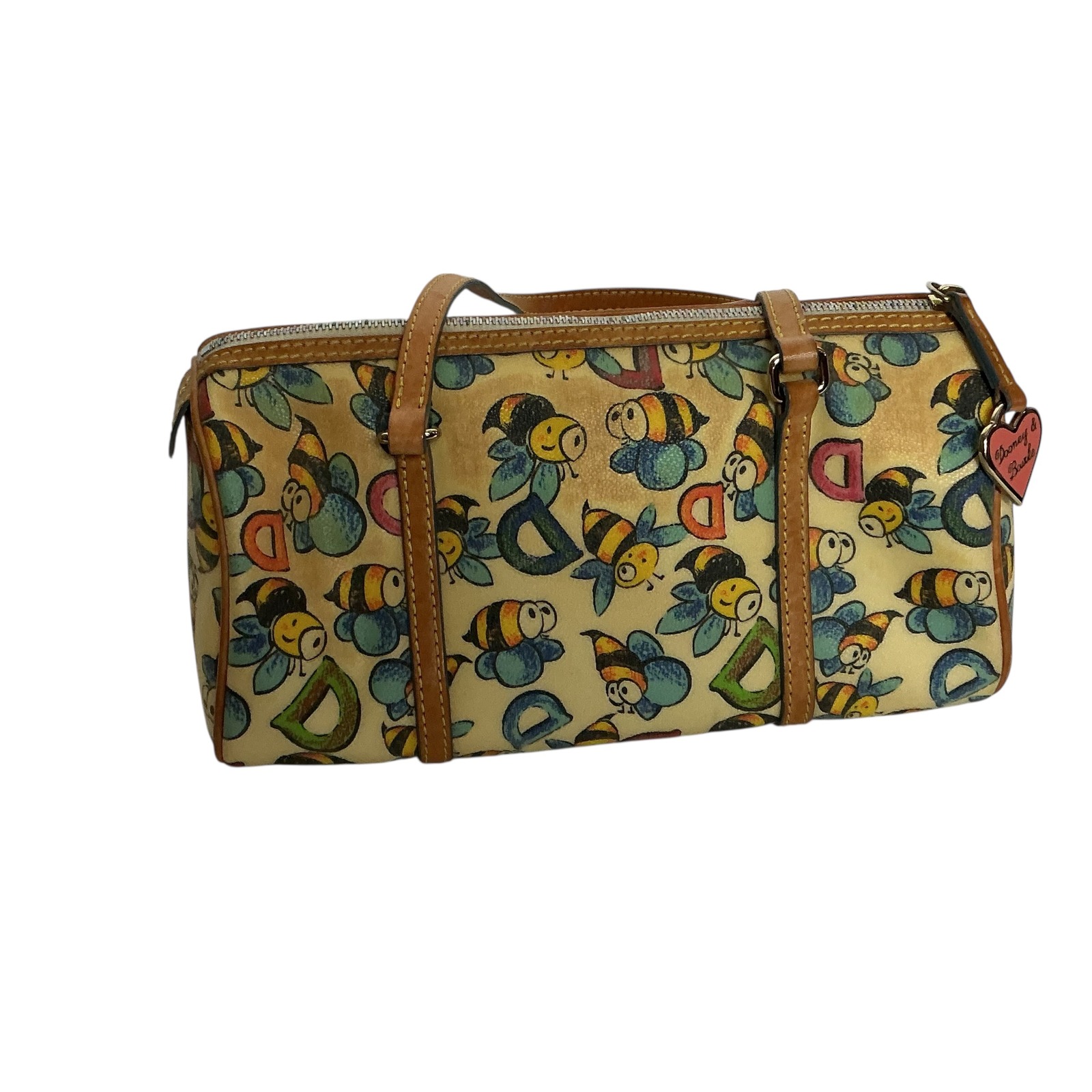 Dooney  Bourke Vintage Authentic Bumblebees Barrel Handbag Purse Heart Hang Tag